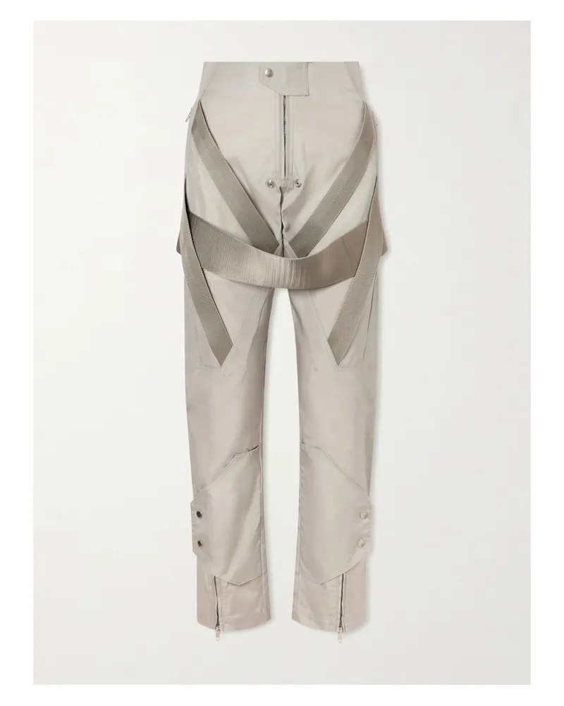 Rick Owens Megastrapped Motopants Belted Shell Straight-leg Pants - Gray Gray