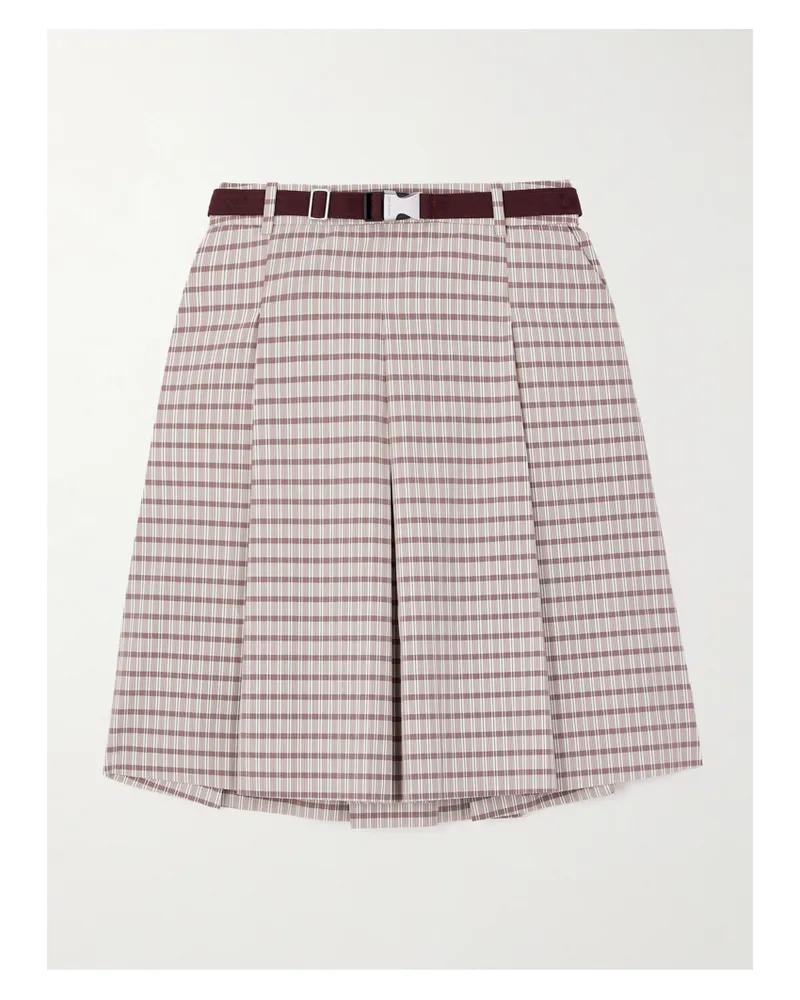 Tory Sport Midirock Aus Kariertem Twill Mit Falten Und Gürtel - Neutral Neutral