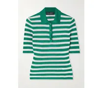 Polohemd Aus Gestreiftem Rippstrick - Grün