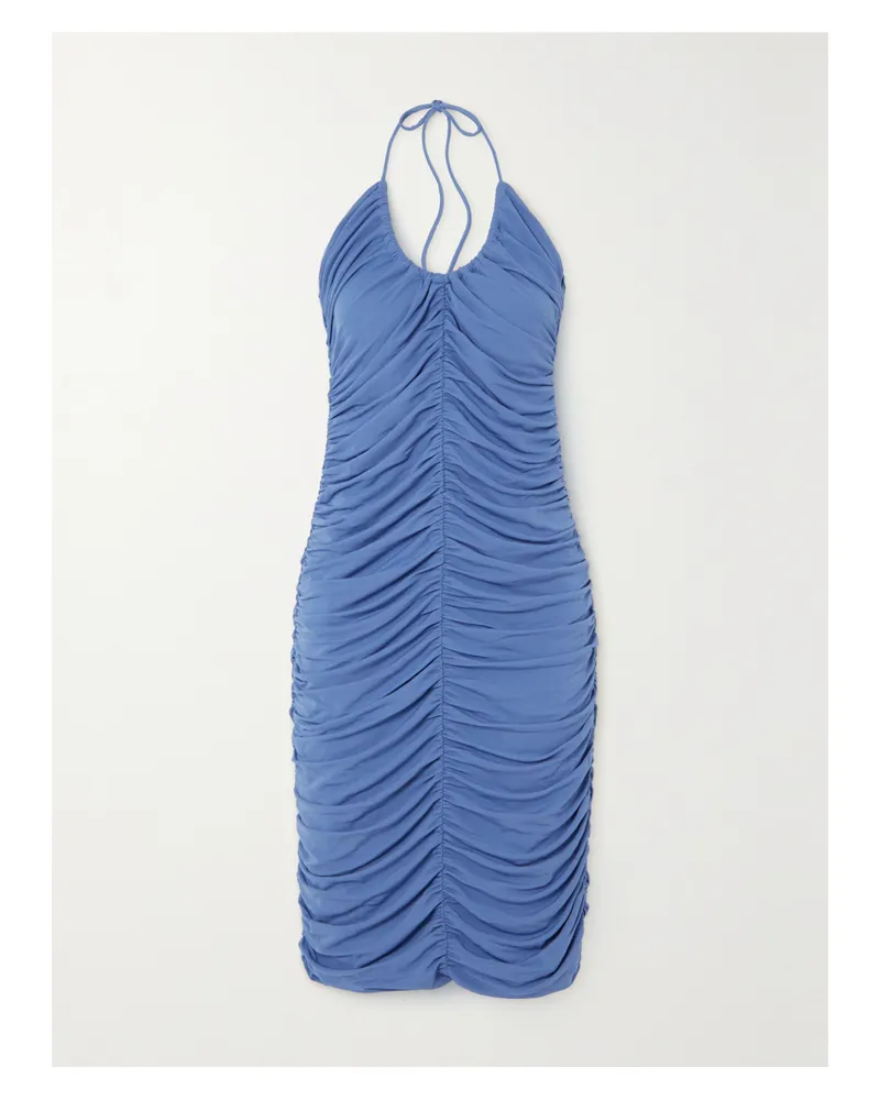 Zeynep Arcay Neckholder-midikleid Aus Gerafftem Stretch-jersey - Blau Blau