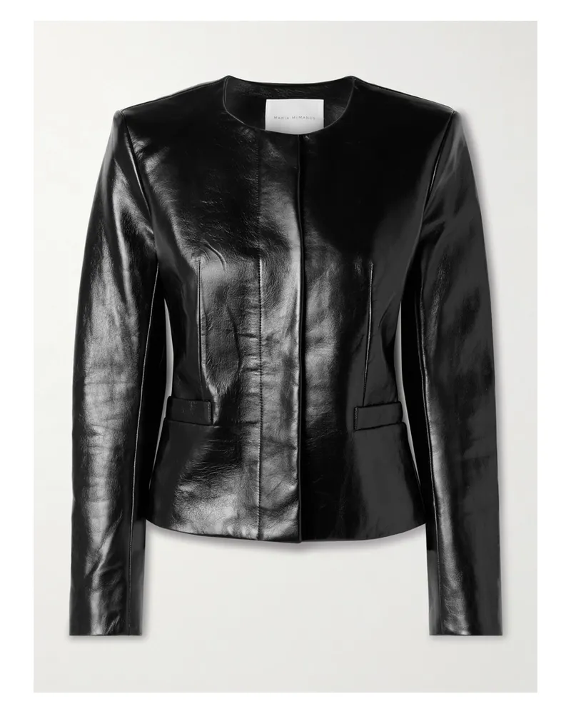 Maria Mcmanus Jacke Aus Leder In Knitteroptik - Schwarz Schwarz