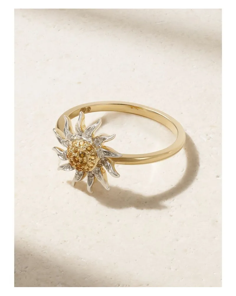 Yvonne Léon Mini Soleil Ring Aus 18 Karat Gelb- Und Weißgold Mit Diamanten Und Citrinen Gold