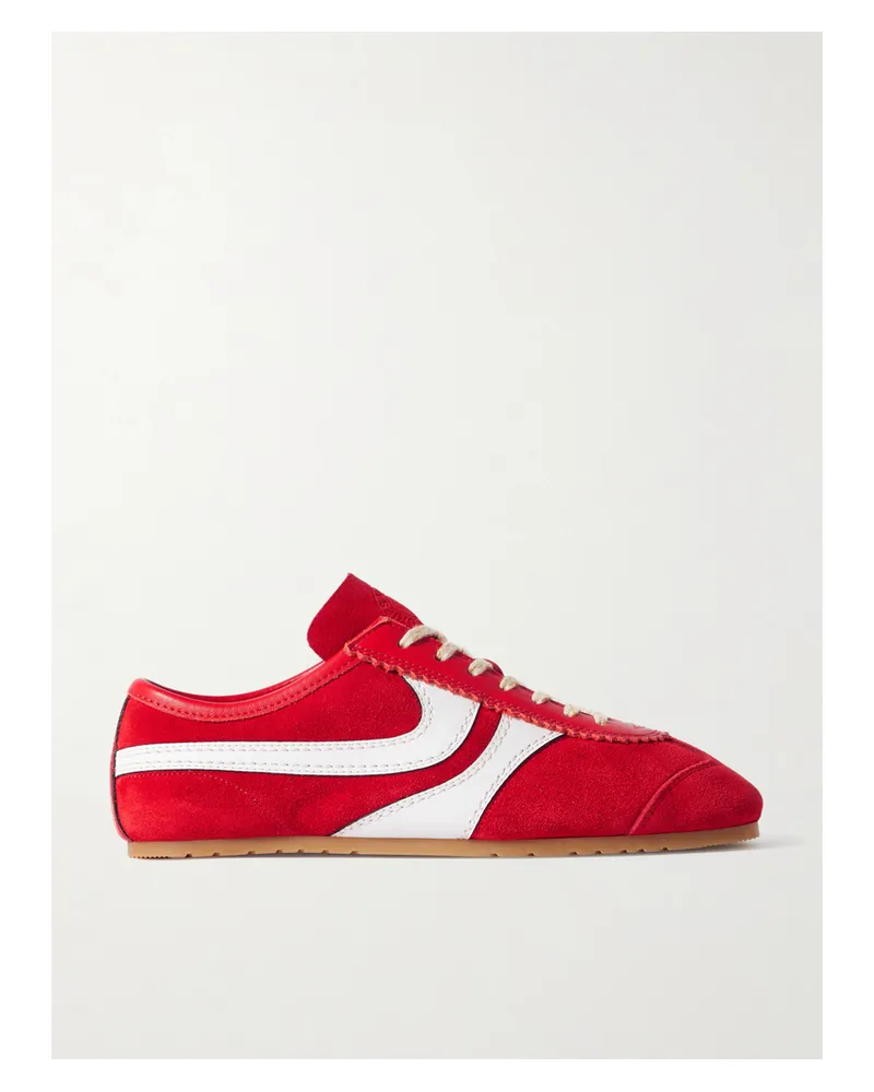 Dries van Noten Leather-trimmed Suede Sneakers - Red Red