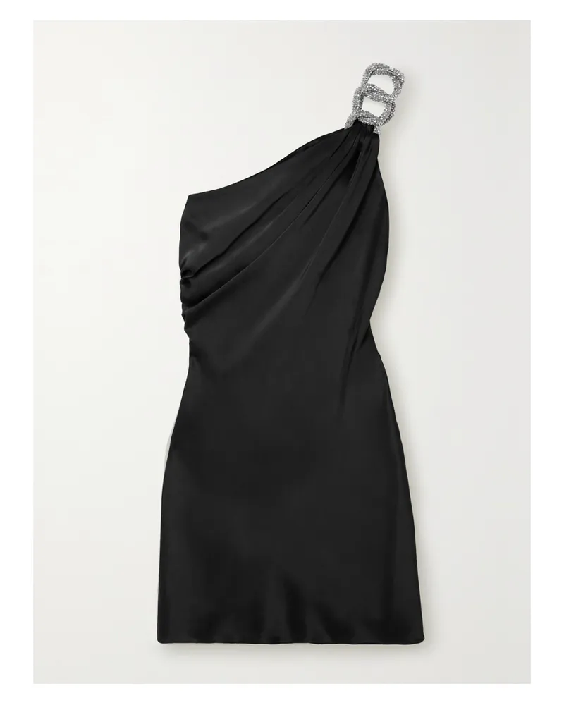 Stella McCartney Falabella Asymmetrisches Minikleid Aus Satin Mit Kristallen - Schwarz Schwarz