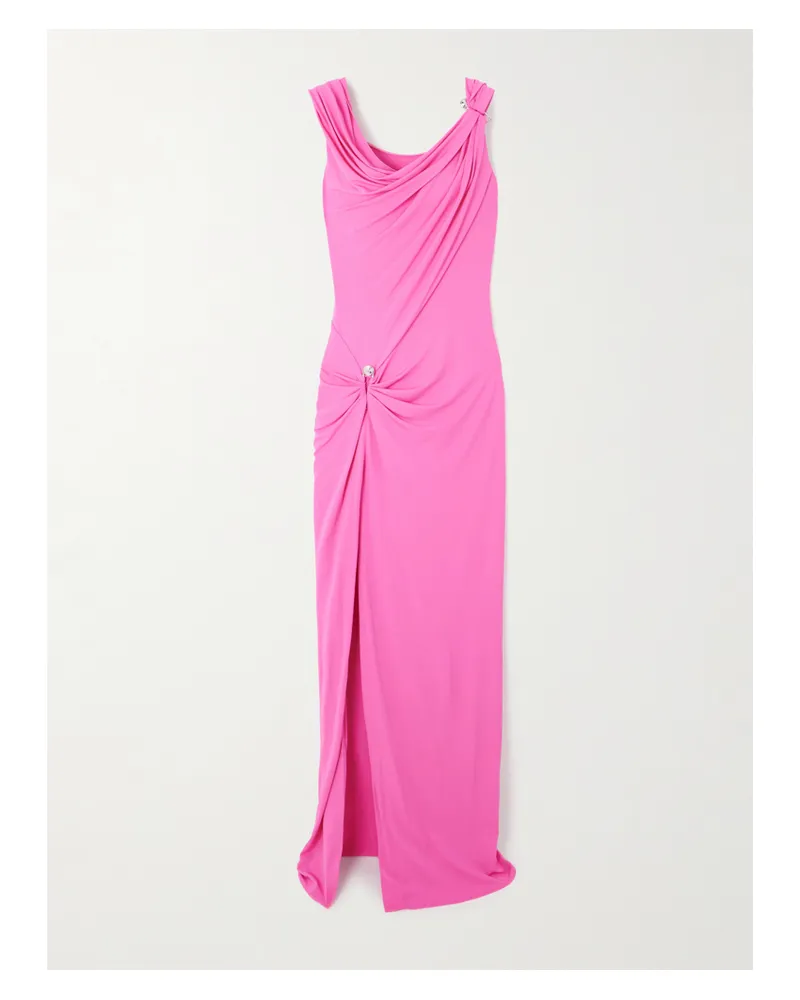 Versace Robe Aus Stretch-jersey Mit Raffungen Und Verzierungen - Pink Pink