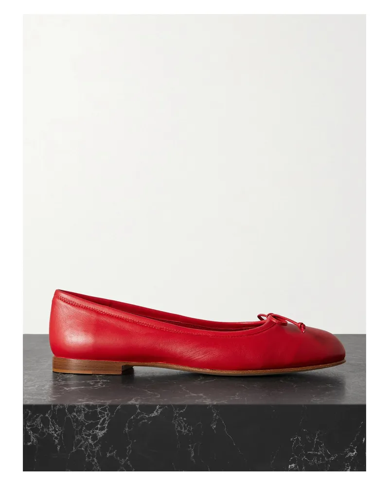 Manolo Blahnik Veralli Bow-detailed Leather Ballet Flats - Red Red