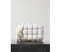 Cassette Medium Padded Intrecciato Leather Shoulder Bag - White