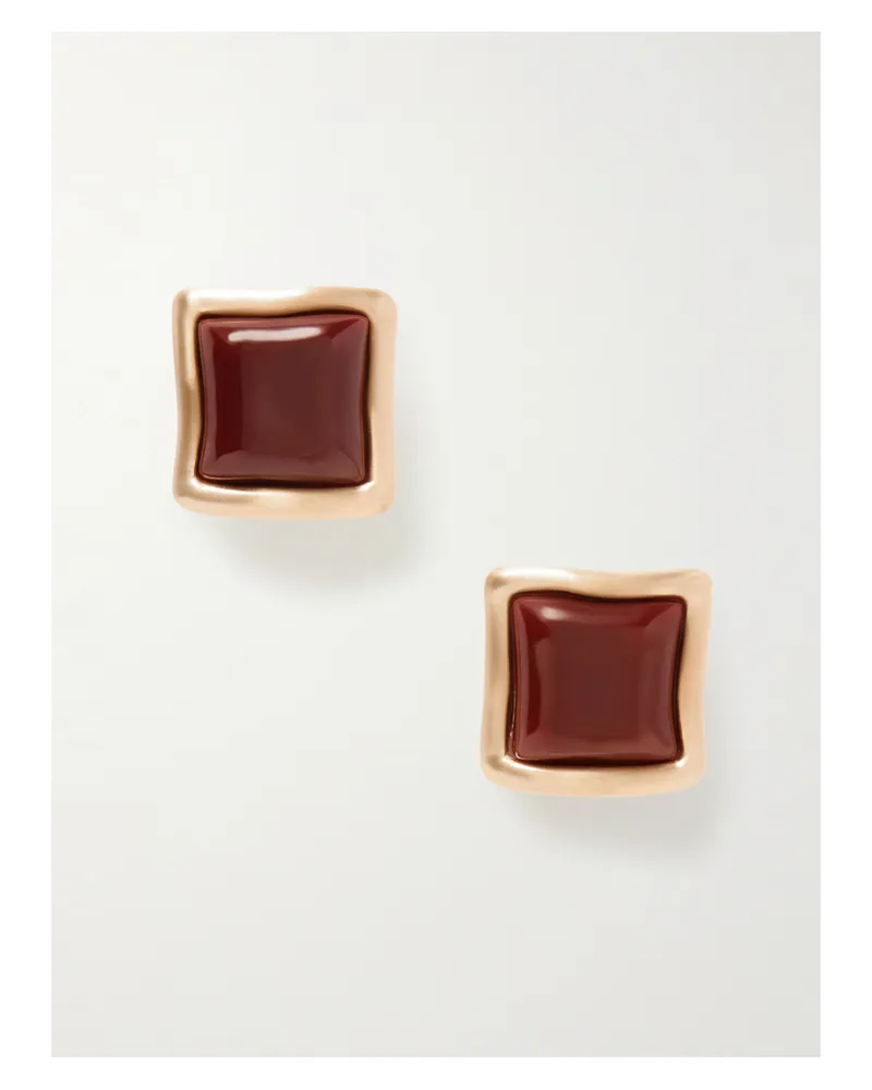 Cult Gaia Suni Gold-tone And Resin Earrings - Burgundy Burgundy