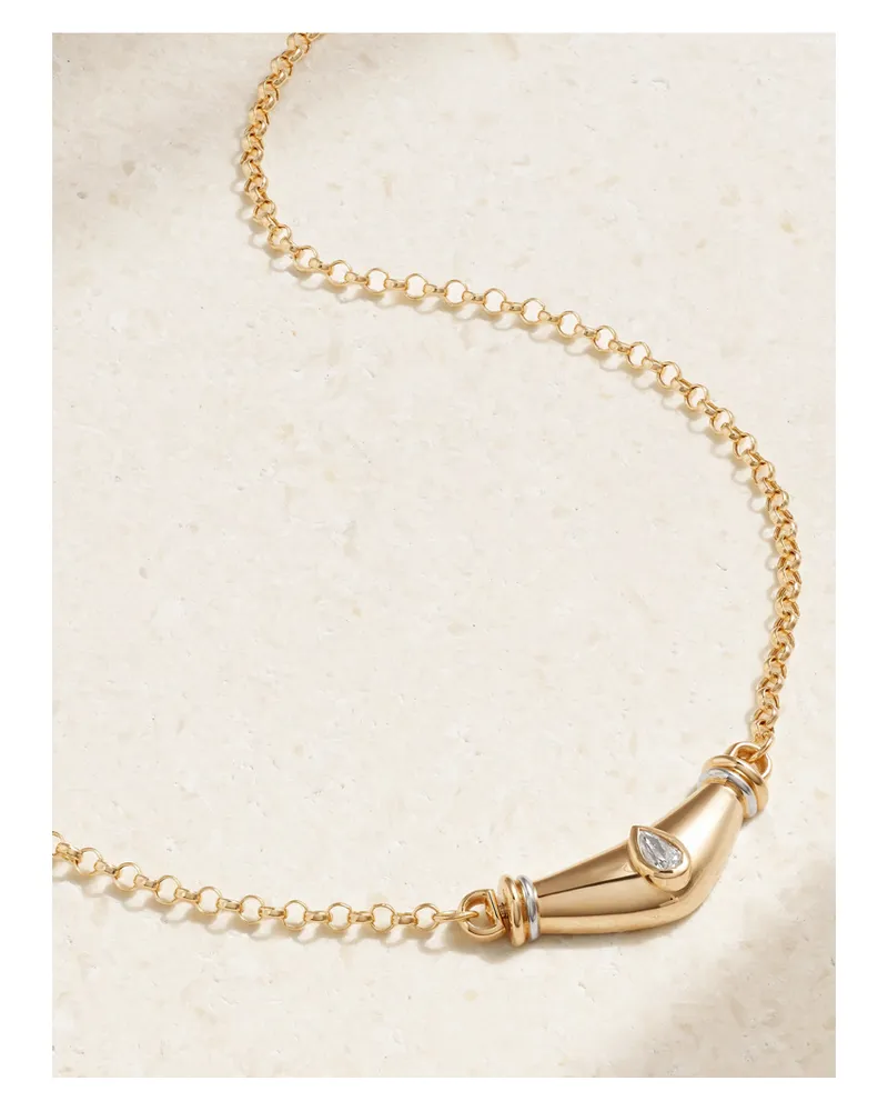 L’Atelier Nawbar Karma Kette Aus 18 Karat Gelb- Und Weißgold Mit Diamant Gold