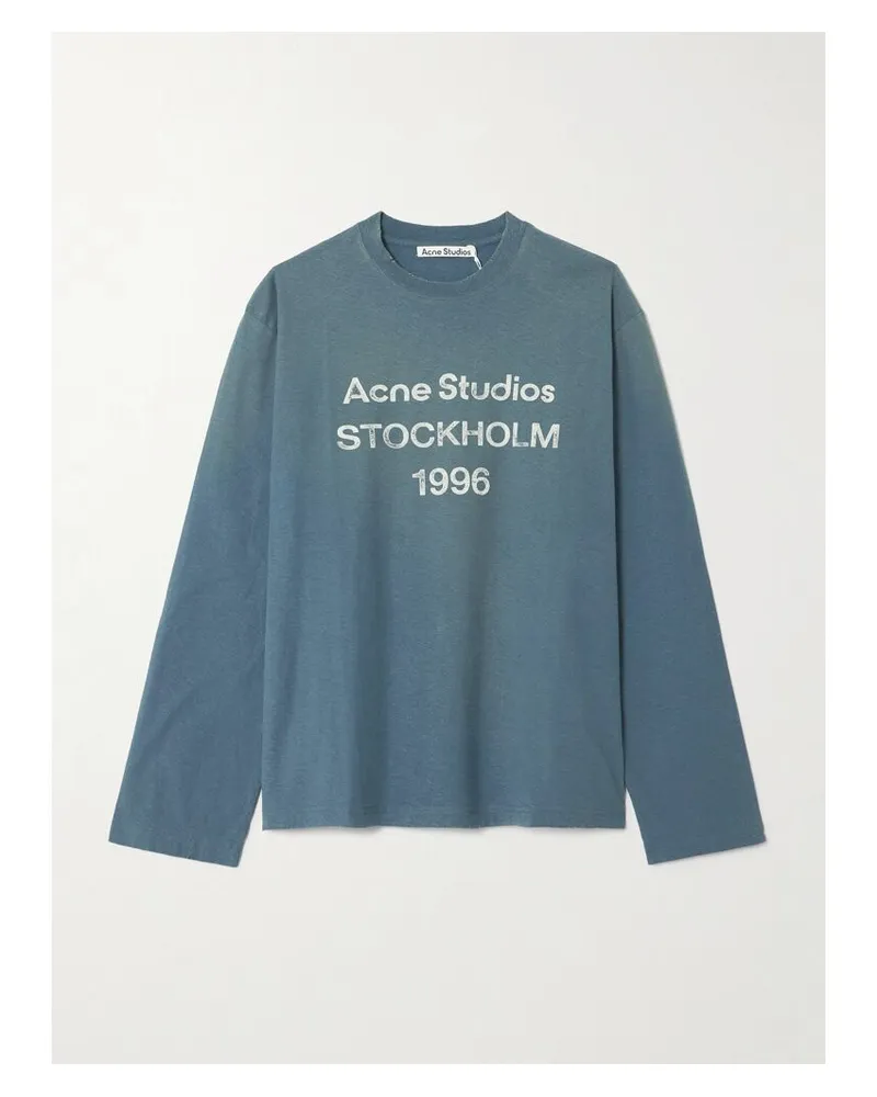 Acne Studios Pullover Aus Jersey Aus Einer Biobaumwoll-hanfmischung Mit Print - Blau Blau