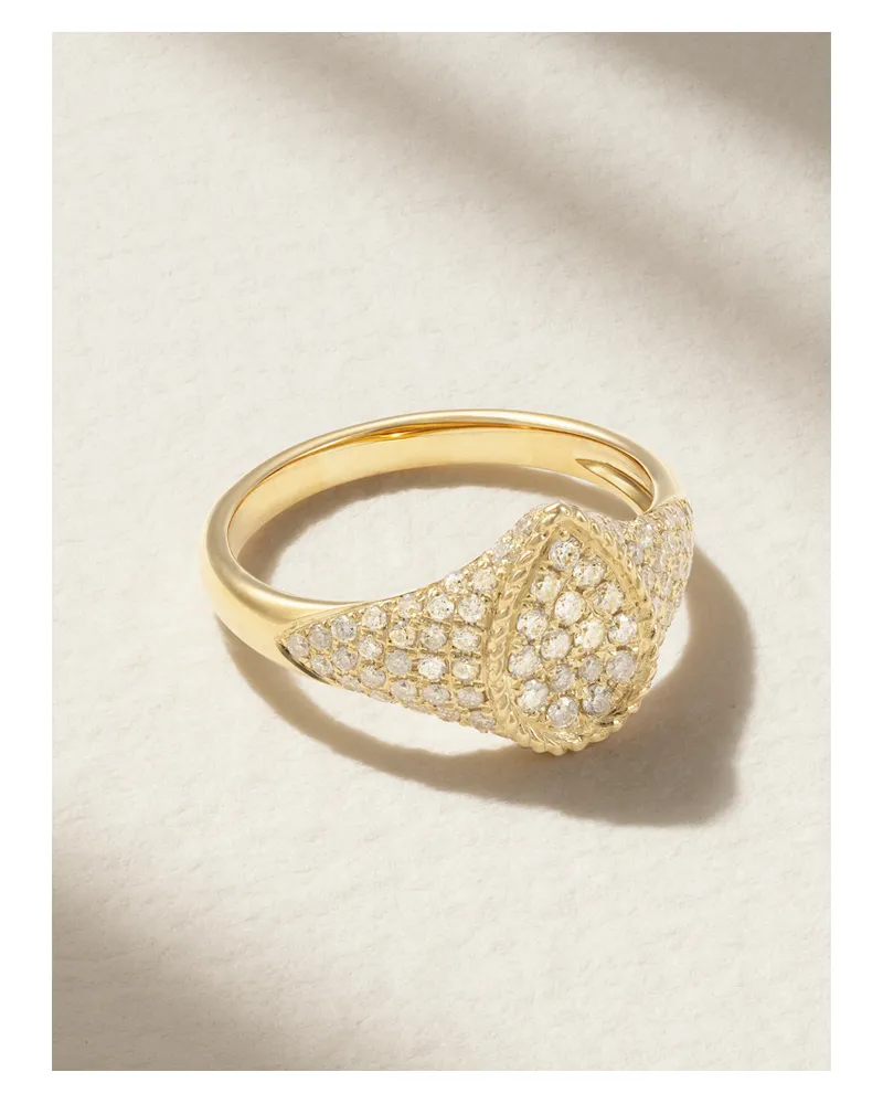 Yvonne Léon Siegelring Aus 9 Karat Gold Mit Diamanten Gold