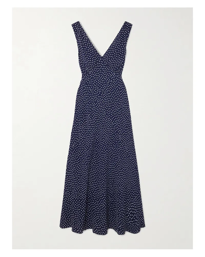 RIXO Sandrine Polka-dot Crepe Midi Dress - Blue Blue