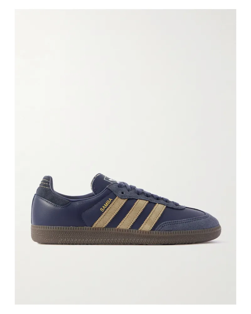 adidas Samba Og Sneakers Aus Leder Mit Velourslederbesatz - Blau Blau