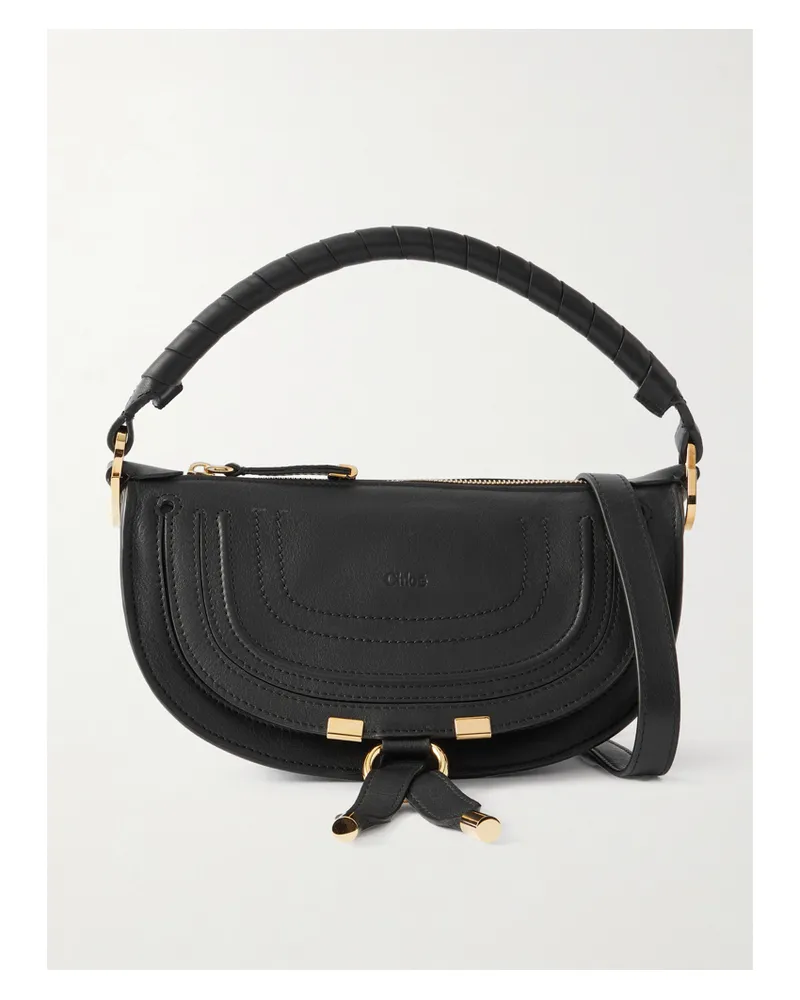 Chloé Marcie Leather Shoulder Bag - Black Black