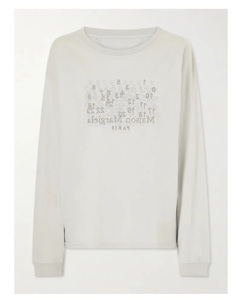 Maison Margiela Logo-embroidered Cotton T-shirt - Gray Gray