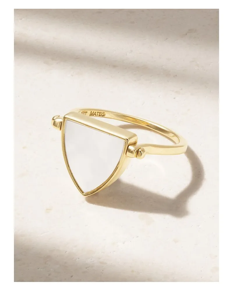 MATEO Flip Ring Aus 14 karat Gold Mit Perle Und Diamant Gold