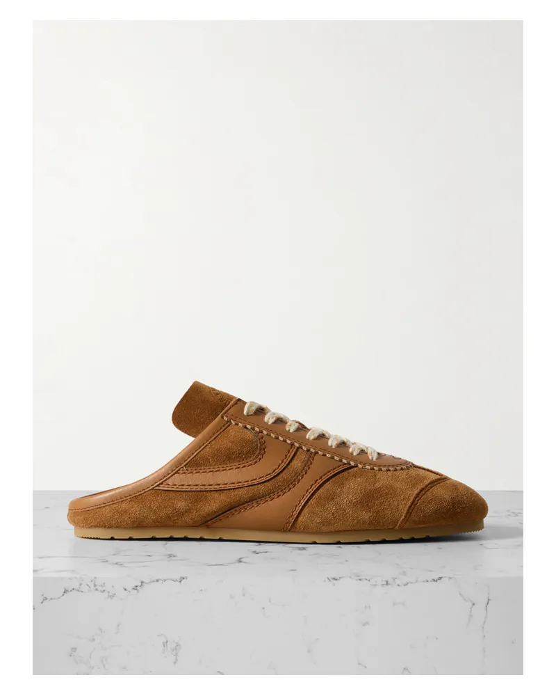 Dries van Noten Slip-ons Aus Veloursleder Mit Lederbesatz - Braun Braun