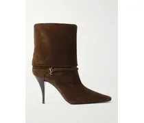 Niki Embellished Suede Ankle Boots - Brown