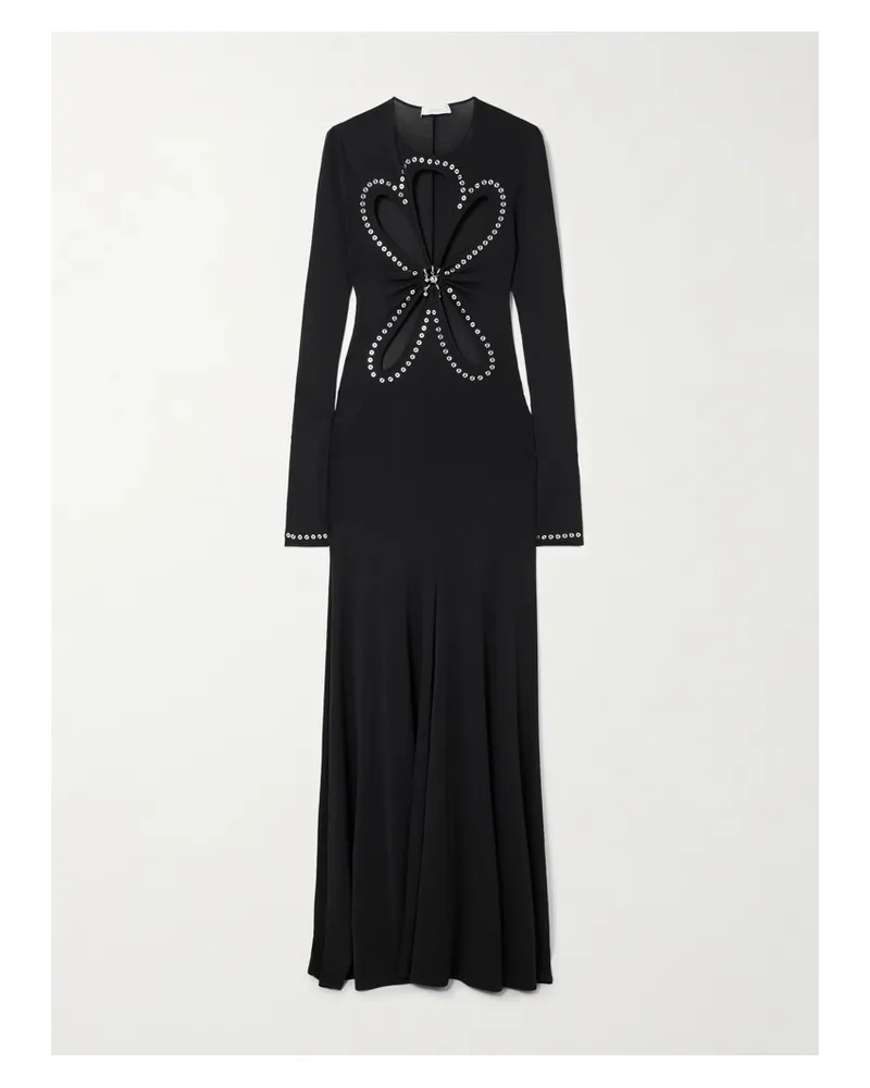 Paco Rabanne Maxikleid Aus Jersey Mit Cut-outs Und Verzierungen - Schwarz Schwarz