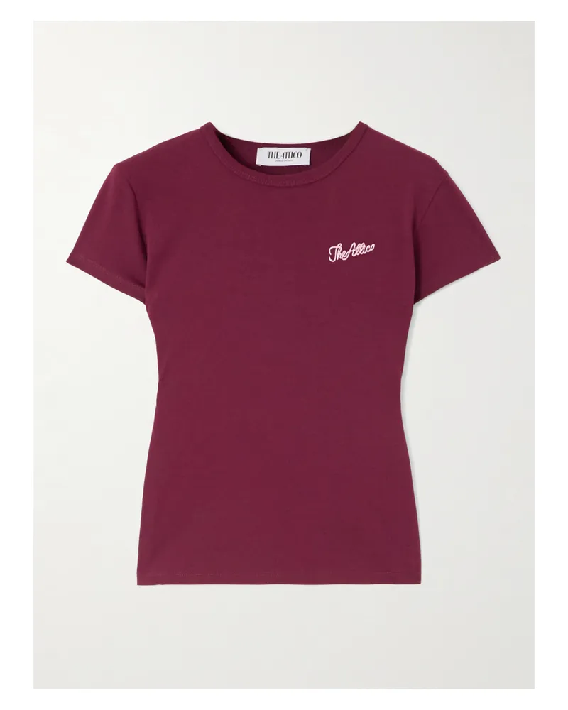 ATTICO T-shirt Aus Baumwoll-jersey Mit Stickerei - Burgunder Burgunder