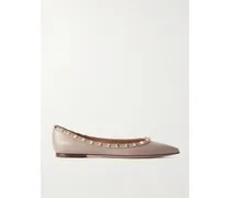 Rockstud Ballerinas Aus Leder Mit Spitzer Kappe - Neutral