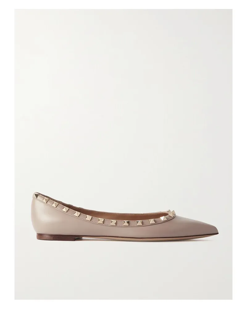 Valentino Garavani Rockstud Ballerinas Aus Leder Mit Spitzer Kappe - Neutral Neutral