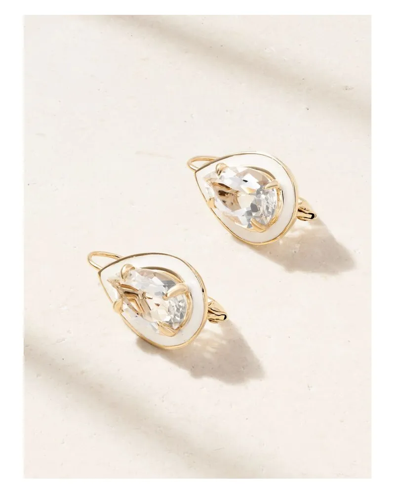 Alison Lou Cocktail Ohrringe Aus 14 Karat Gold Mit Topasen Und Emaille - Weiß Weiß