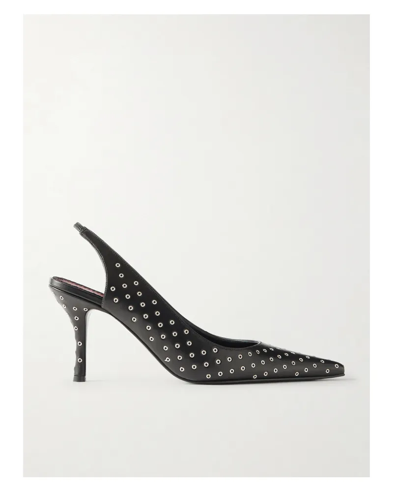 Magda Butrym Eyelet-embellished Leather Slingback Pumps - Black Black