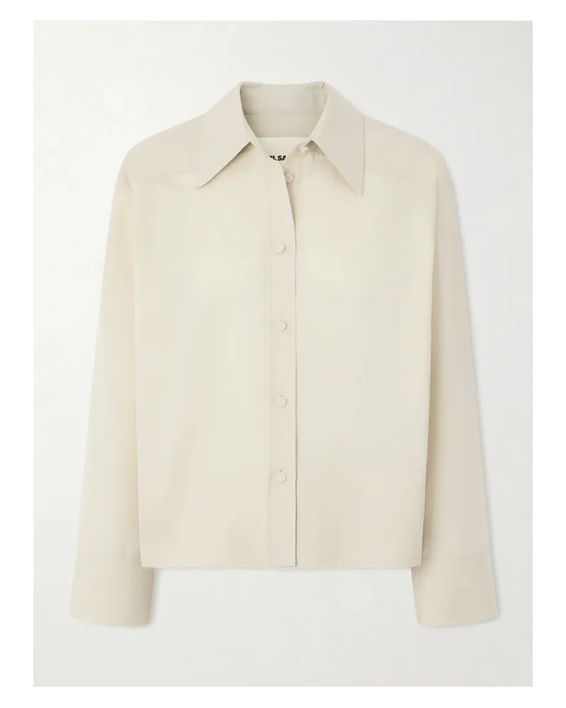 Jil Sander Verkürztes Hemd Aus Woll-ripstop - Neutral Neutral