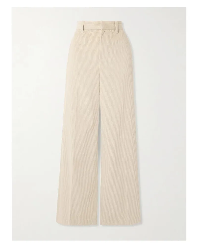 Brunello Cucinelli Hose Mit Weitem Bein Aus Baumwollcord - Elfenbein Elfenbein