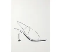 Tee Mirrored-leather Slingback Sandals - Silver