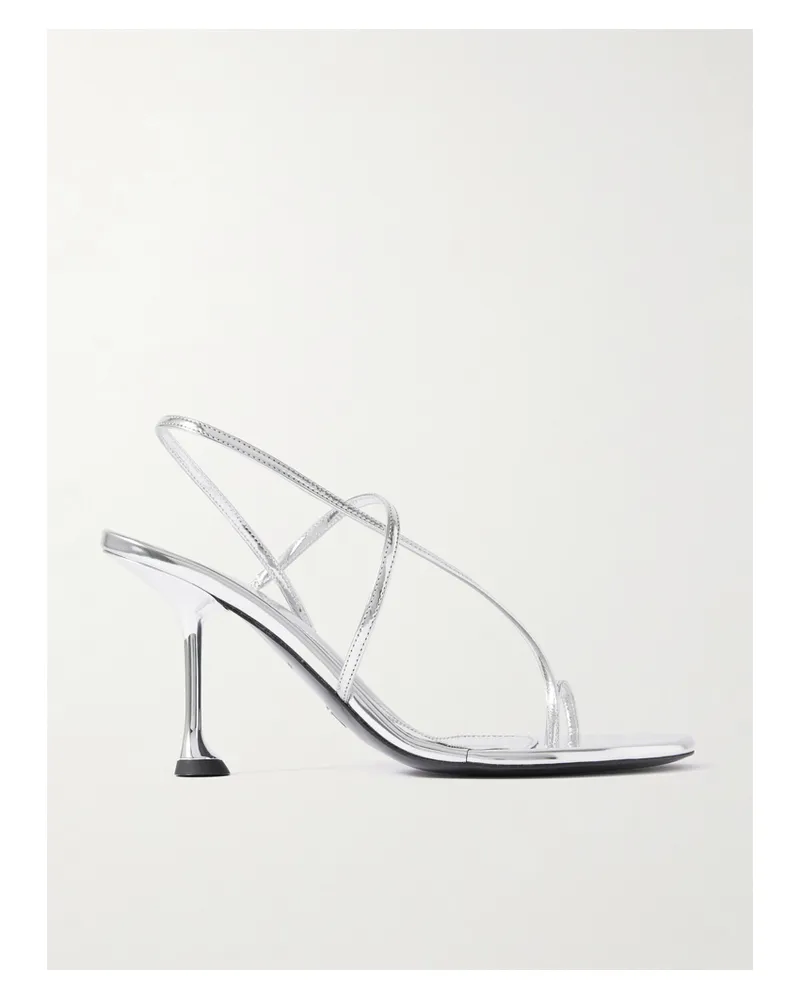 Proenza Schouler Tee Mirrored-leather Slingback Sandals - Silver Silver