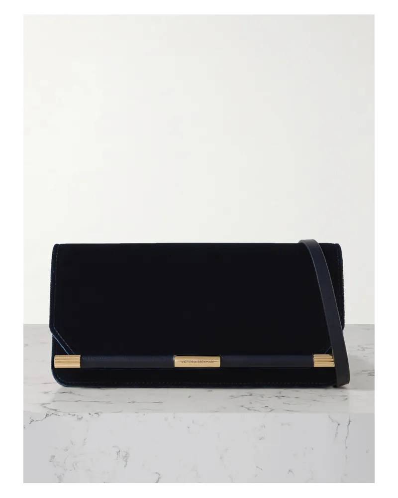Victoria Beckham 202 Leather-trimmed Velvet Clutch - Blue Blue