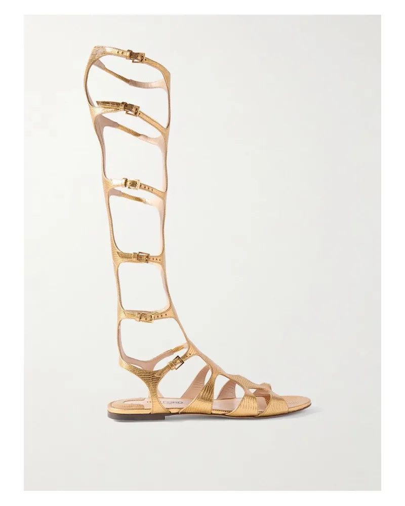 Tom Ford Paradise Sandalen Aus Metallic-leder Mit Eidechseneffekt Metallic
