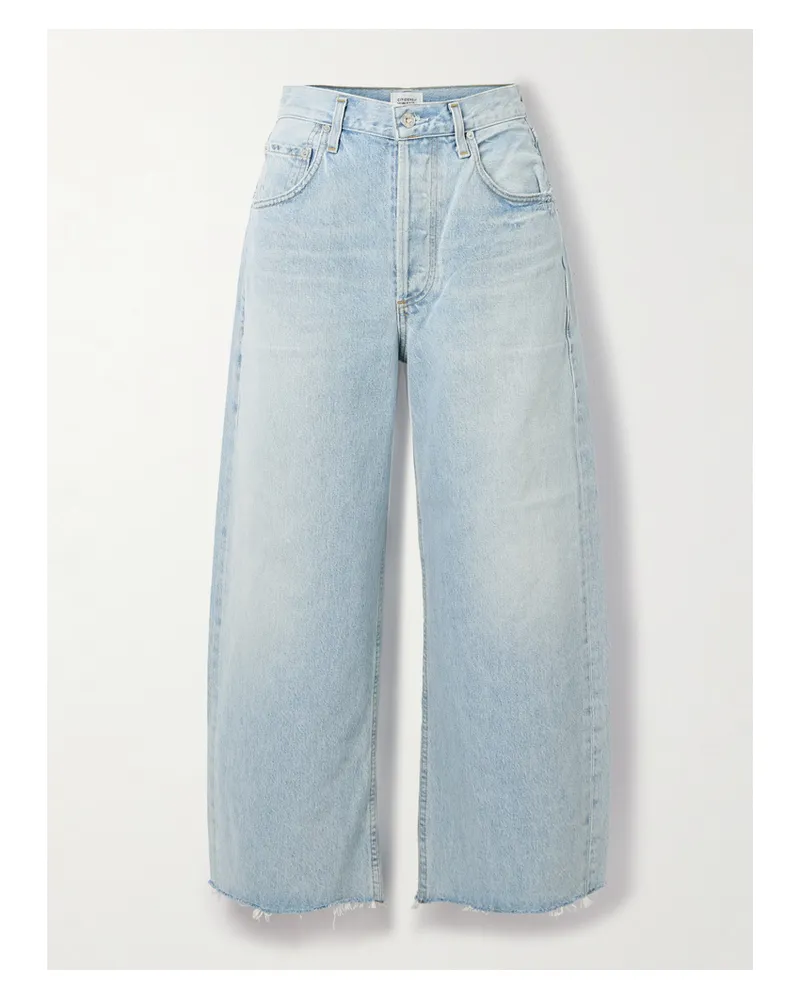 Citizens of humanity Ayla Verkürzte, Hoch Sitzende Jeans Mit Weitem Bein Und Fransen - Blau Blau