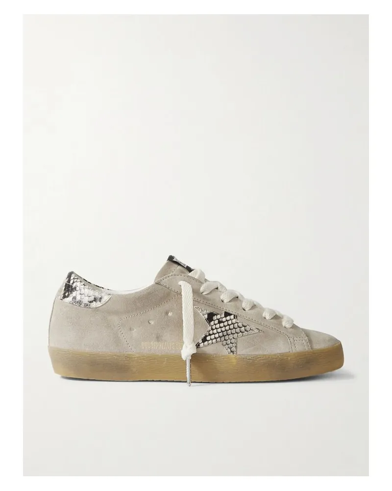 Golden Goose Super-star Sneakers Aus Veloursleder Mit Lederbesätzen Mit Schlangeneffekt - Braun Braun