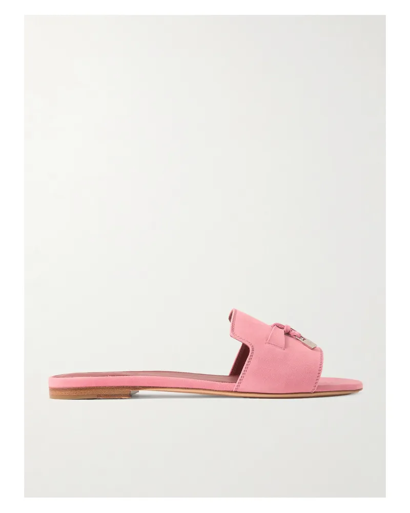 Loro Piana Summer Charms Pantoletten Aus Veloursleder - Pink Pink