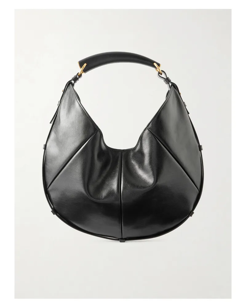 Saint Laurent Mombasa Paneled Leather Shoulder Bag - Black Black