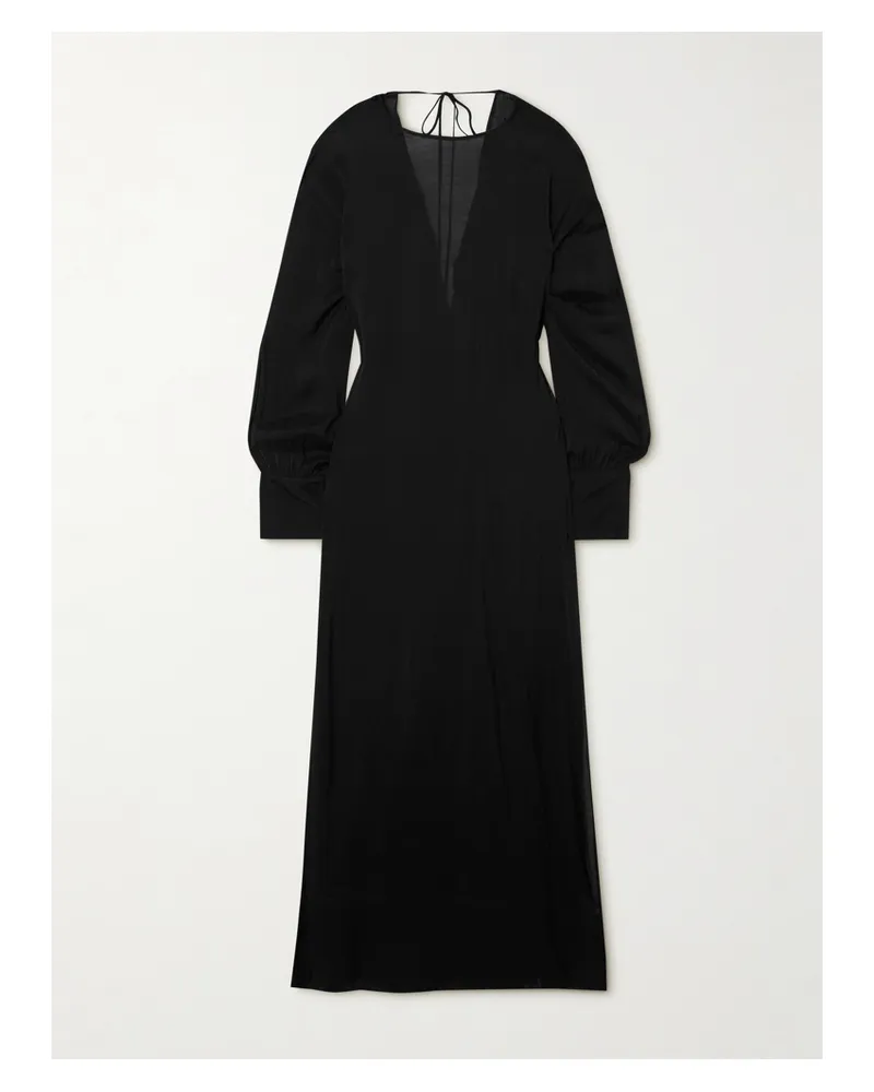 BONDI BORN Net Sustain Cremona Rückenfreies Midikleid Aus Voile Mit Twist-detail - Schwarz Schwarz