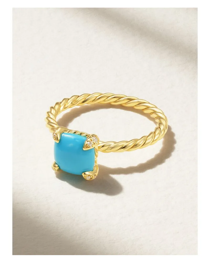 David Yurman Châtelaine Ring Aus 18 Karat Gold Mit Türkis Und Diamanten Gold