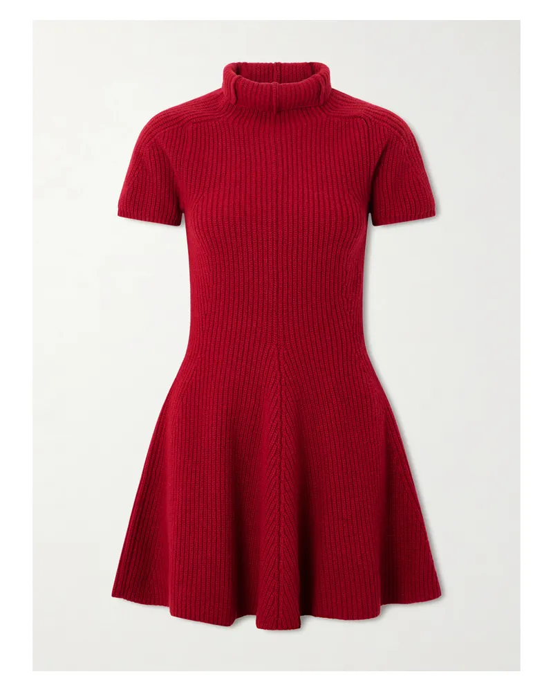 Magda Butrym Ribbed Cashmere Turtleneck Mini Dress - Red Red