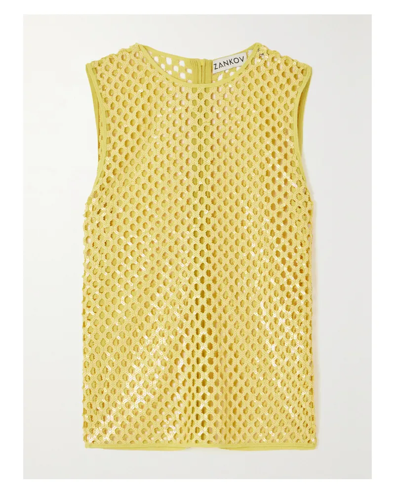 Zankov Dushka Oberteil Aus Lochstrick Mit Pailletten - Gelb Gelb
