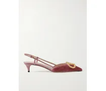 Vlogo 50 Slingback-pumps Aus Samt Mit Lederbesätzen Und Verzierungen - Pink