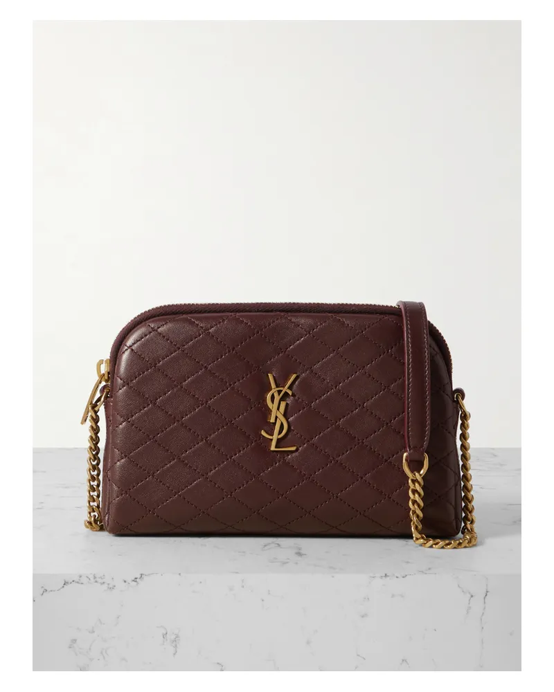 Saint Laurent Gaby Quilted Leather Shoulder Bag - Burgundy Burgundy