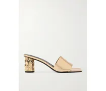 Tape Metallic Leather Mules - Gold
