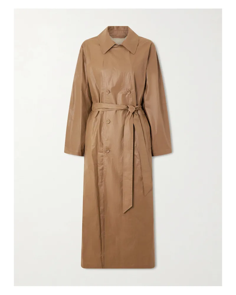 TWP Double-breasted Coated Cotton-canvas Trench Coat - Neutrals Neutrals