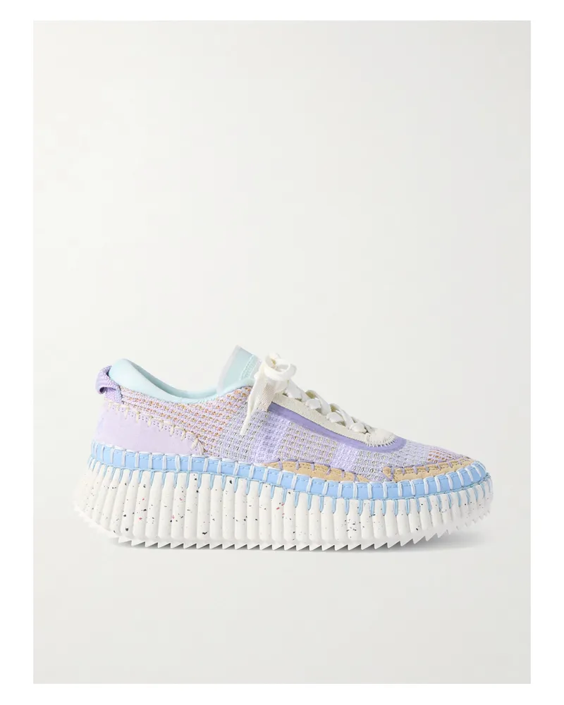 Chloé Nama Embroidered Suede And Mesh Sneakers - Purple Purple