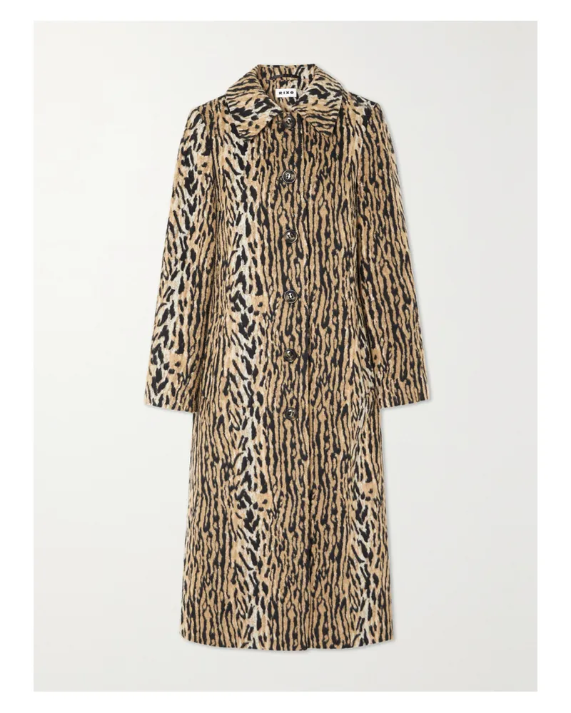 RIXO Milly Leopard-print Felt Coat - Brown Brown