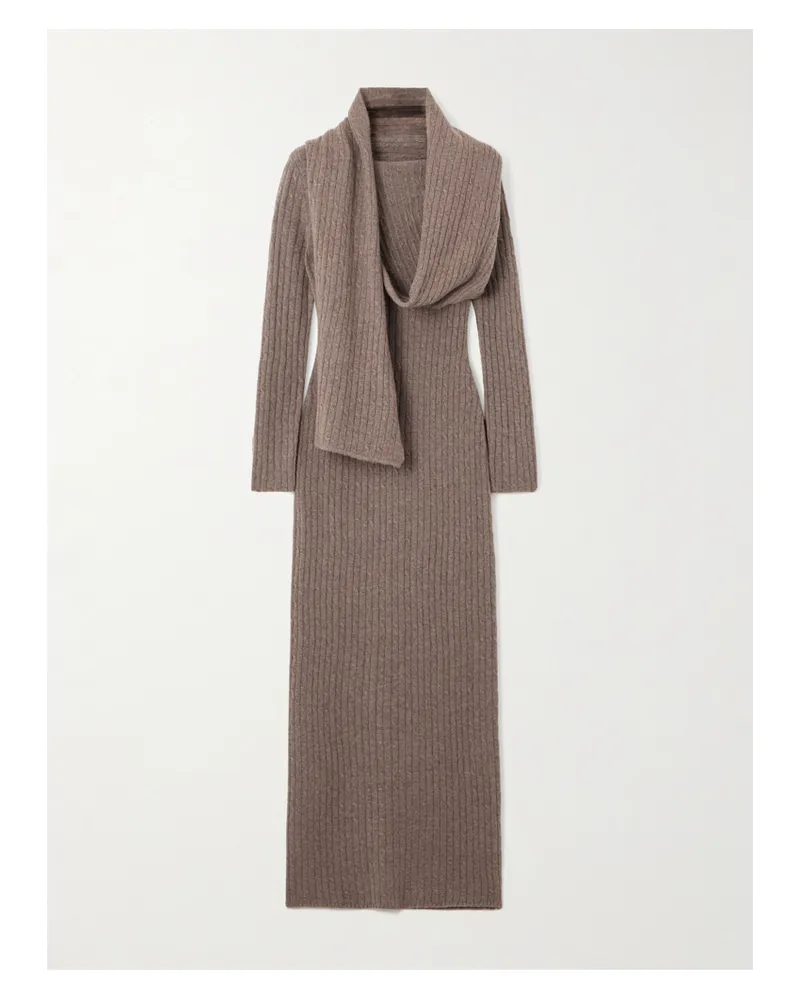Cult Gaia Natacha Kleid Aus Einer Woll-kaschmirmischung In Zopfstrick - Braun Braun