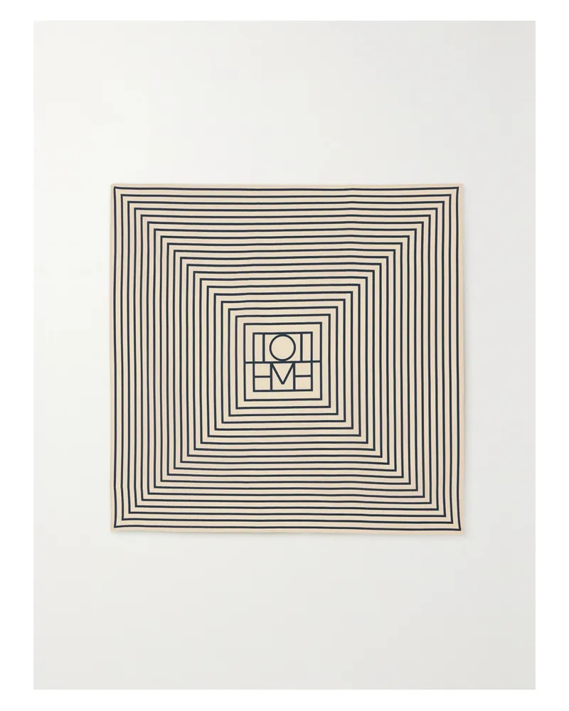 Totême Striped Silk Crepe De Chine Scarf - Cream Cream